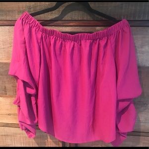 NWT, Pink/Purple Off the Shoulder Top